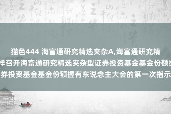 猫色444 海富通研究精选夹杂A,海富通研究精选夹杂C: 对于以通信花样召开海富通研究精选夹杂型证券投资基金基金份额握有东说念主大会的第一次指示性公告