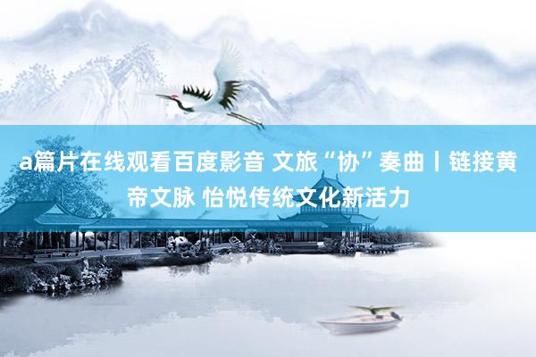 a篇片在线观看百度影音 文旅“协”奏曲丨链接黄帝文脉 怡悦传统文化新活力