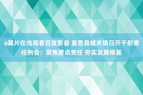 a篇片在线观看百度影音 夏邑县城关镇召开干部责任例会：聚焦要点责任 夯实发展根基