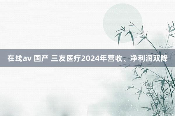 在线av 国产 三友医疗2024年营收、净利润双降